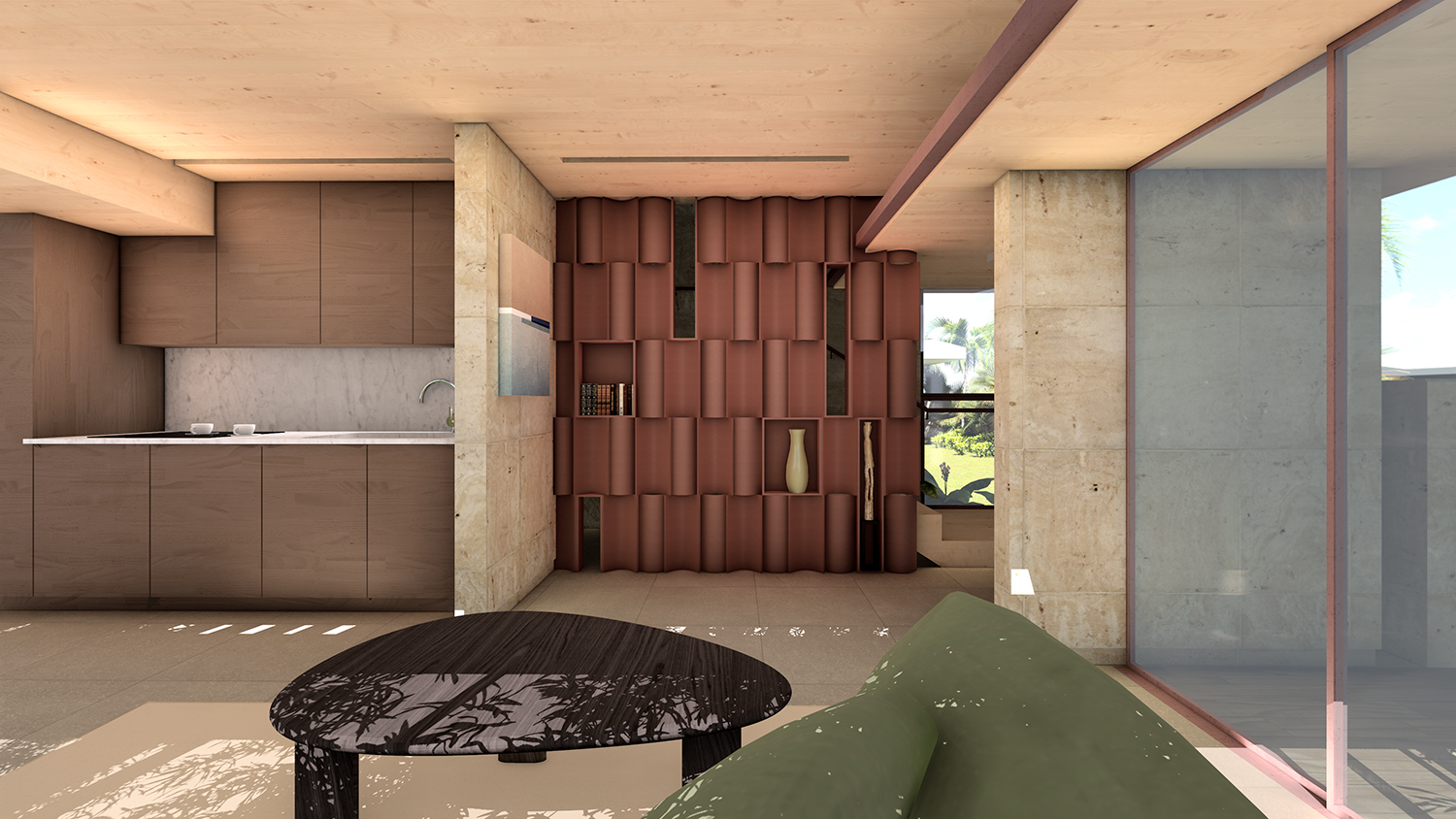 Image of the Hawaii ADU living space, designed by AT ARCHITECTURE AND DESIGN.